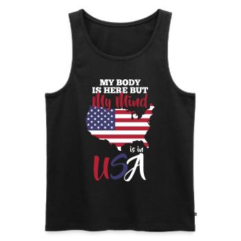 USA Reise - Männer Premium Bio Tank Top - Schwarz - Vorne - AI Model Male 178 light (178cm)