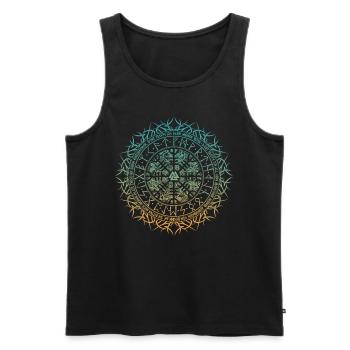 Wikinger Vegvisir mit Wikingergebet verlauf - Männer Premium Bio Tank Top - Schwarz - Vorne - AI Model Male 178 light (178cm)
