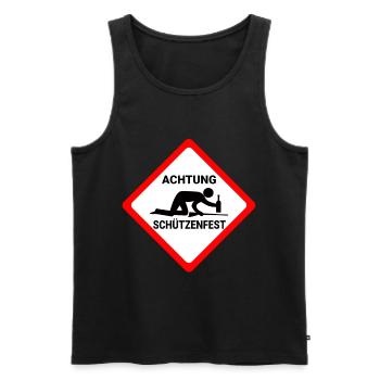 Attention Schützenfest funny party warning sign fun - Men's Premium Organic Tank Top - black - Front - Michal (187cm)