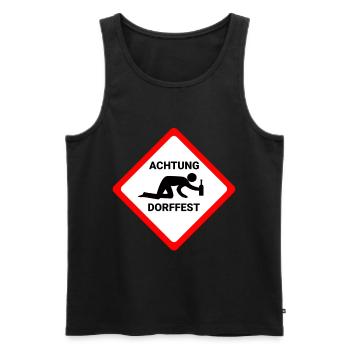 Attention village festival Caution funny warning sign party - Men's Premium Organic Tank Top - black - Front - Michal (187cm)