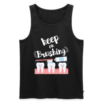 Cool behalten Sie auf bürstendem Zahnarztgeschenk - Männer Premium Bio Tank Top - Schwarz - Vorne - Michal (187cm)