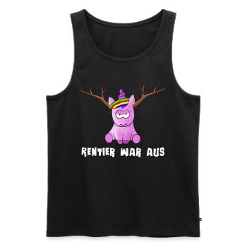 Rentier war aus. Grummeliges Einhorn - Männer Premium Bio Tank Top - Schwarz - Vorne - Michal (187cm)