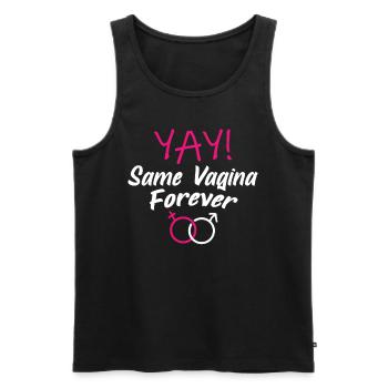 Le même vagin pour toujours Le même vagin pour toujours - Débardeur bio Premium Homme - noir - Devant - AI Model Male 178 light (178cm)