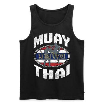 Drapeau thaïlandais de kickboxing - Débardeur bio Premium Homme - noir - Devant - AI Model Male 178 light (178cm)