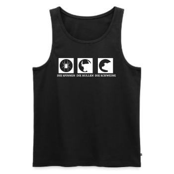 Die Spinnen Die Bullen Die Schweine - Männer Premium Bio Tank Top - Schwarz - Vorne - Michal (187cm)