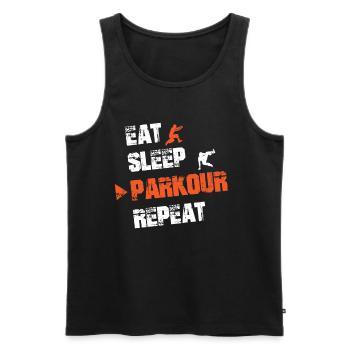 Eat Sleep Parkour Repeat Essen Schlafen Parkour - Männer Premium Bio Tank Top - Schwarz - Vorne - Michal (187cm)