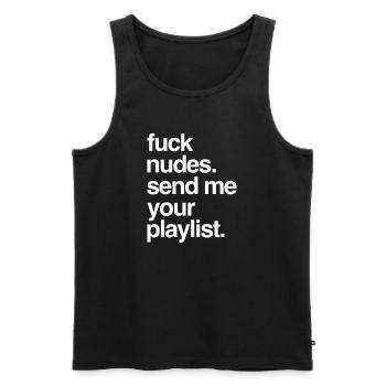 Send me your Playlist Geschenk Idee - Männer Premium Bio Tank Top - Schwarz - Vorne - AI Model Male 178 light (178cm)