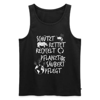 climate Protection - Men's Premium Organic Tank Top - black - Front - AI Model Male 178 light (178cm)