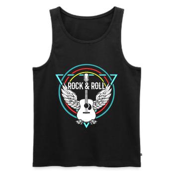 Rock n Roll Rock&Roll RocknRoll Gitarre Gitarrist - Männer Premium Bio Tank Top - Schwarz - Vorne - AI Model Male 178 light (178cm)
