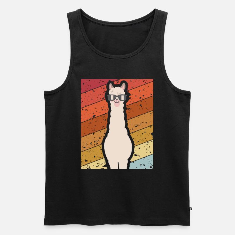 Retro Alpaka - Männer Premium Bio Tank Top - Schwarz