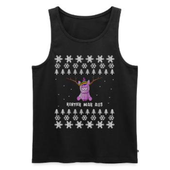 Pull de Noël laid avec un garde-fou de rechange amusant - Débardeur bio Premium Homme - noir - Devant - AI Model Male 178 light (178cm)