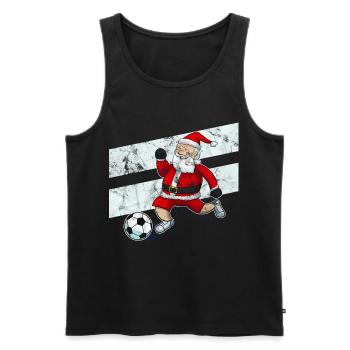 Fusball Père Noël Footballeur Noël tempête - Débardeur bio Premium Homme - noir - Devant - AI Model Male 178 light (178cm)