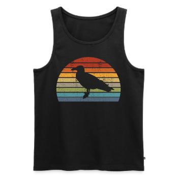 Goéland oiseau hirondelle mer Douce Vintage Retro - Débardeur bio Premium Homme - noir - Devant - AI Model Male 178 light (178cm)