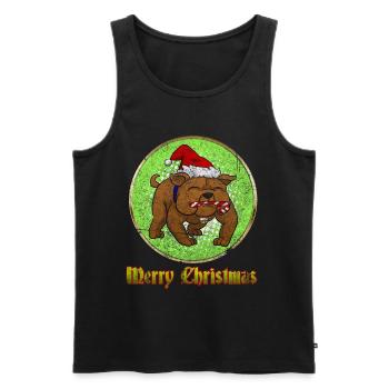 Frohe Weihnachten Bulldog Weihnachtsgeschenk - Männer Premium Bio Tank Top - Schwarz - Vorne - Michal (187cm)