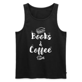 Livres mignons et café Bookworms cadeau - Débardeur bio Premium Homme - noir - Devant - Michal (187cm)