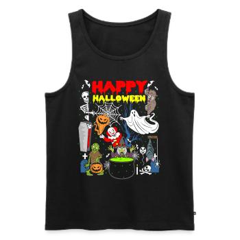 Happy Halloween fantômes sorcière squelette squelette squelette - Débardeur bio Premium Homme - noir - Devant - AI Model Male 178 light (178cm)