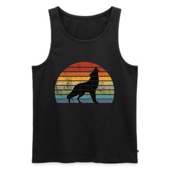 Cadeau rétro de Wolf Silhouette Vintage Animal Protection - Débardeur bio Premium Homme - noir - Devant - Michal (187cm)