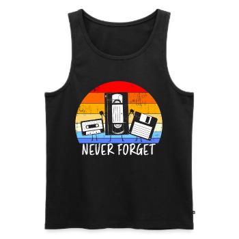 Vintage Kassette Diskette VHS Never Forget - Männer Premium Bio Tank Top - Schwarz - Vorne - AI Model Male 178 light (178cm)