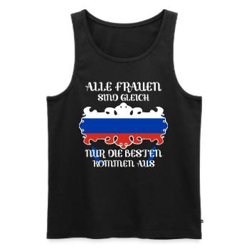 russische Frauen Russin Russkiy Babushka Pyccknn - Männer Premium Bio Tank Top - Schwarz - Vorne - Michal (187cm)