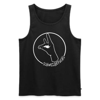 Schweigefuchs Leisefuchs Lehrer Pädogogen Geschenk - Männer Premium Bio Tank Top - Schwarz - Vorne - Michal (187cm)