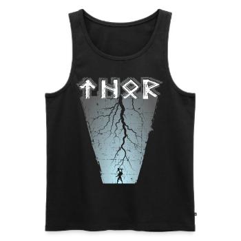 Thunder God Thor Old Norse Runic Script - Men's Premium Organic Tank Top - black - Front - AI Model Male 178 light (178cm)