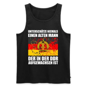 Alter Mann In DDR Aufgewachsen - Männer Premium Bio Tank Top - Schwarz - Vorne - AI Model Male 178 light (178cm)