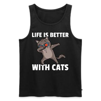 Tamponner les amoureux des chats danse drôle - Débardeur bio Premium Homme - noir - Devant - Michal (187cm)