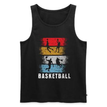 Basketball Retro Sport Geschenk - Männer Premium Bio Tank Top - Schwarz - Vorne - Michal (187cm)