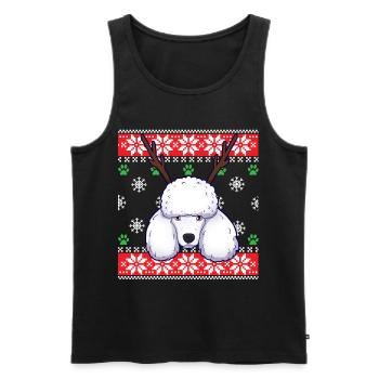 Pull de Noël laid chien caniche - Débardeur bio Premium Homme - noir - Devant - Michal (187cm)