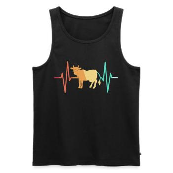 Kuh Kühe Bauer Landwirt Vintage Retro - Männer Premium Bio Tank Top - Schwarz - Vorne - Michal (187cm)