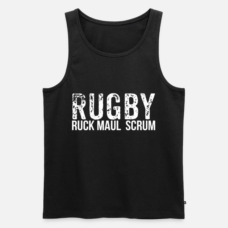 Rugby - Männer Premium Bio Tank Top - Schwarz