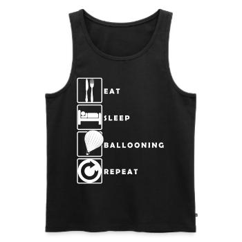 Essen Schlafen Heißluftballon fahren wiederholen - Männer Premium Bio Tank Top - Schwarz - Vorne - AI Model Male 178 light (178cm)
