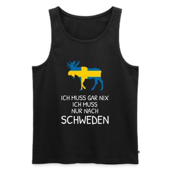 Ich Muss Gar Nix - Ich Muss Nur Nach Schweden - Männer Premium Bio Tank Top - Schwarz - Vorne - Michal (187cm)
