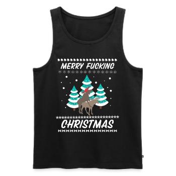 Merry Fucking Christmas Verfickte Weihnachten Xmas - Männer Premium Bio Tank Top - Schwarz - Vorne - Michal (187cm)