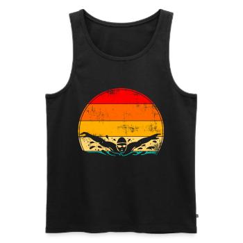 Vintage Retro Swimming Swimmer Butterfly Swim - Men's Premium Organic Tank Top - black - Front - AI Model Male 178 light (178cm)
