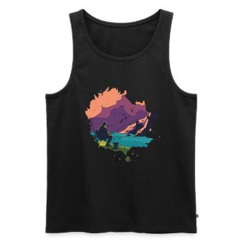 Angler am fluss Anglergeschenk Angler T Shirt - Männer Premium Bio Tank Top - Schwarz - Vorne - AI Model Male 178 light (178cm)