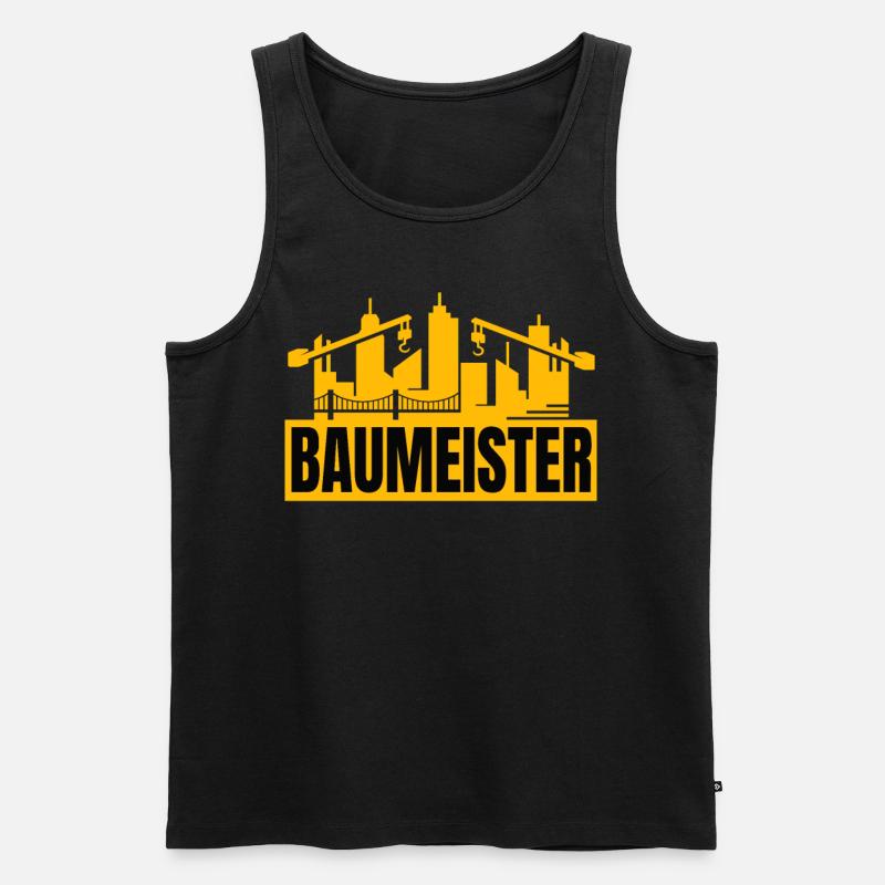 Baumeister Baustelle Bauarbeiter Geschenk - Männer Premium Bio Tank Top - Schwarz