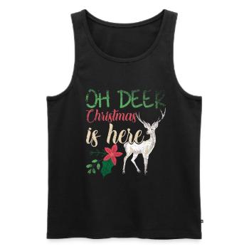 Oh Deer Christmas Is Here Vintage Xmas Deer - Men's Premium Organic Tank Top - black - Front - AI Model Male 178 light (178cm)