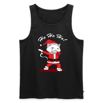 Ho Ho Ho Dabbing Cat Santa Claus Dab Cat - Men's Premium Organic Tank Top - black - Front - AI Model Male 178 light (178cm)