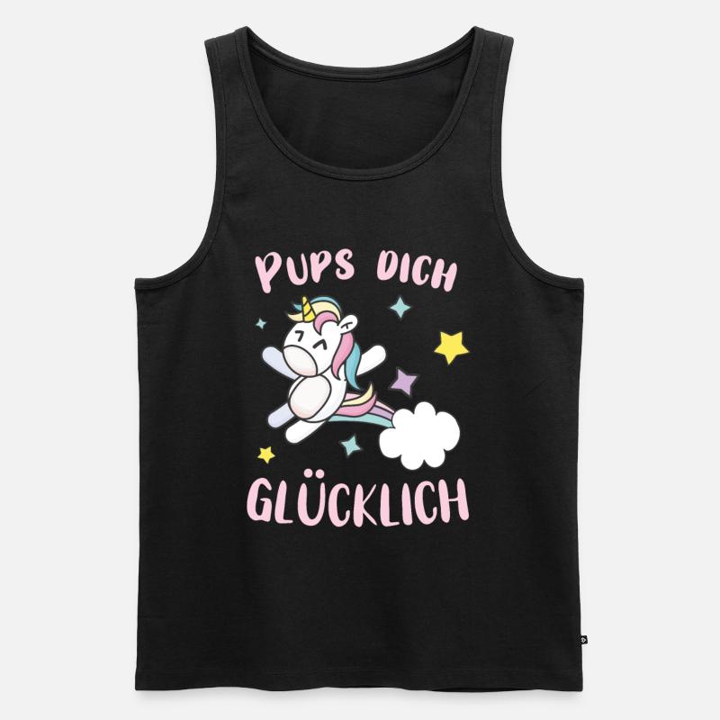 Pups dich gluecklich Einhorn - Männer Premium Bio Tank Top - Schwarz