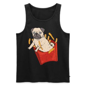 Französische Bulldoge springt aus Pommes box - Männer Premium Bio Tank Top - Schwarz - Vorne - AI Model Male 178 light (178cm)
