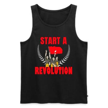 Commencer une révolution communiste - Débardeur bio Premium Homme - noir - Devant - AI Model Male 178 light (178cm)