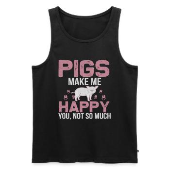 Pigs make me happy, you not so much! - Men's Premium Organic Tank Top - black - Front - AI Model Male 178 light (178cm)