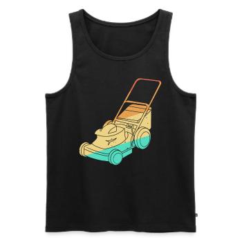 Lawn Mowing Lawn Mower Vintage Retro - Men's Premium Organic Tank Top - black - Front - Michal (187cm)