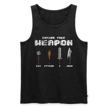C ++ Phyton C Java Software Programmer Coder Joke - Men's Premium Organic Tank Top - black - Front - AI Model Male 178 light (178cm)