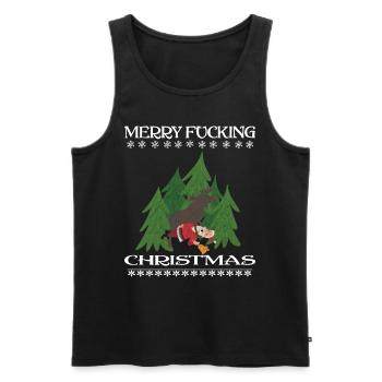 Merry Fucking Christmas Frohe Weihnachten Xmas - Männer Premium Bio Tank Top - Schwarz - Vorne - Michal (187cm)