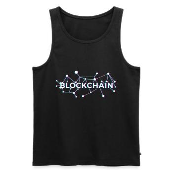block chain - Men's Premium Organic Tank Top - black - Front - AI Model Male 178 light (178cm)
