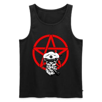 Capitaine Satan pentagramme diable de la mort - Débardeur bio Premium Homme - noir - Devant - Michal (187cm)