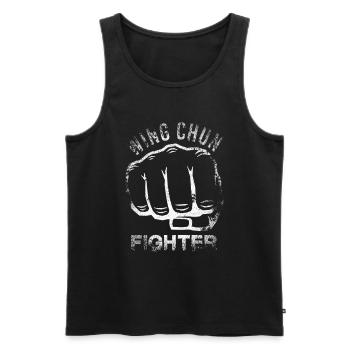 Combattant de Wing Chun - Débardeur bio Premium Homme - noir - Devant - AI Model Male 178 light (178cm)