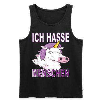 Ich hasse Menschen - Männer Premium Bio Tank Top - Schwarz - Vorne - Michal (187cm)